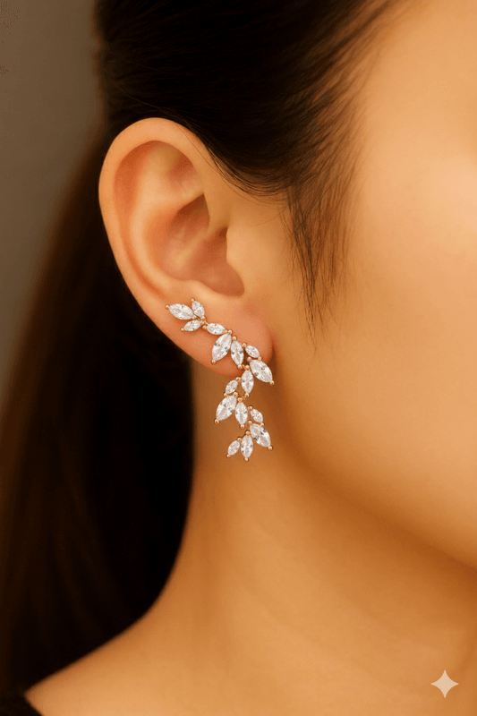 925 Sterling Silver Two Way Long Hanging Earrings - Dimplora