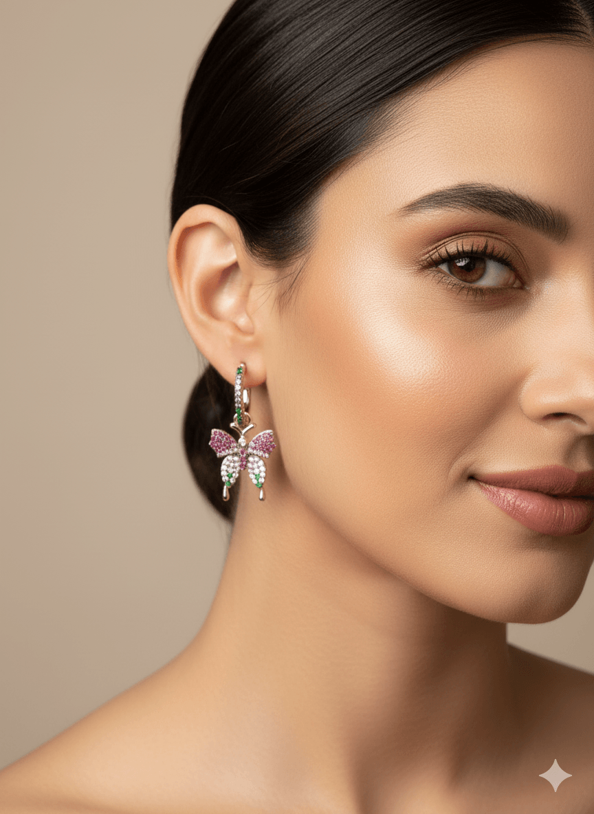 Beautiful multi color Butterfly design Dangle Earrings - Dimplora