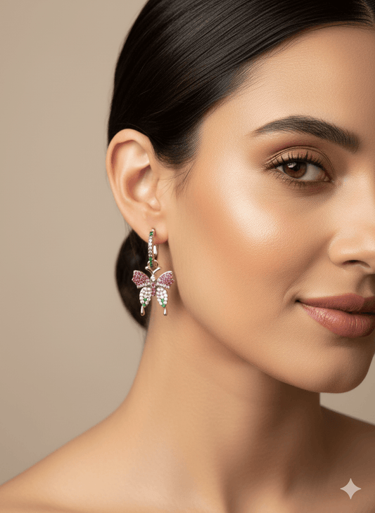 Beautiful multi color Butterfly design Dangle Earrings - Dimplora