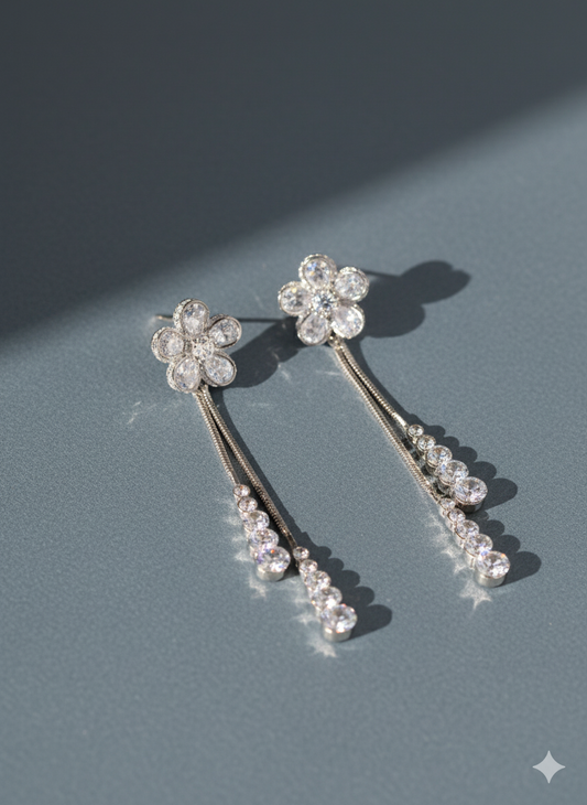 Blossom & Crystal Tassel Earrings