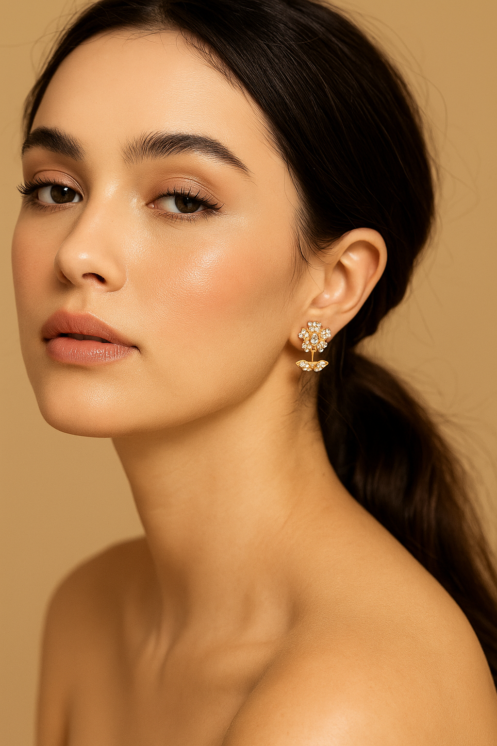 Floral Pearl Jacket Studs Earrings - Dimplora