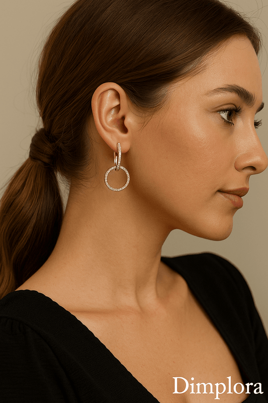 Rose Gold Double Circle Solid 2 Way Hoop Earring - Bali Style - Dimplora