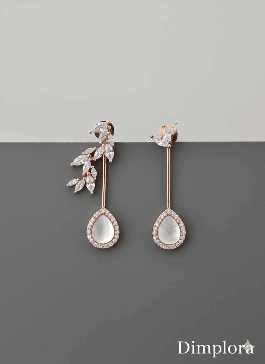 925 Sterling Silver Two Way Long Hanging Earrings - Dimplora