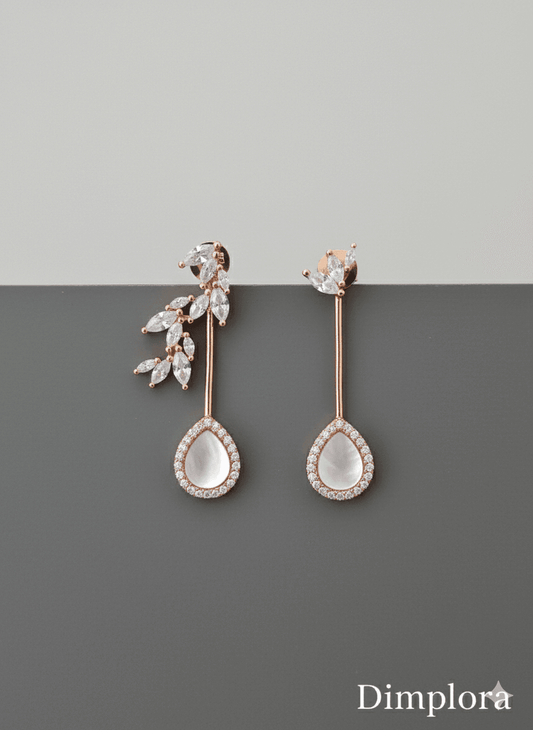 925 Sterling Silver Two Way Long Hanging Earrings - Dimplora