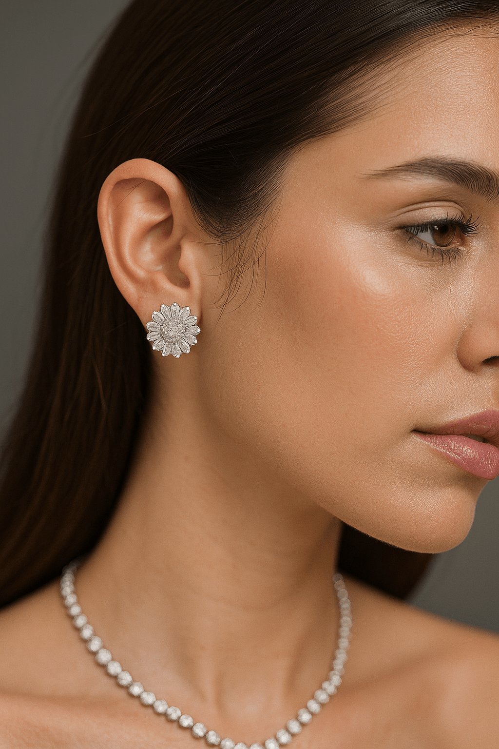 925 Silver White Stone Stud Earrings - Dimplora