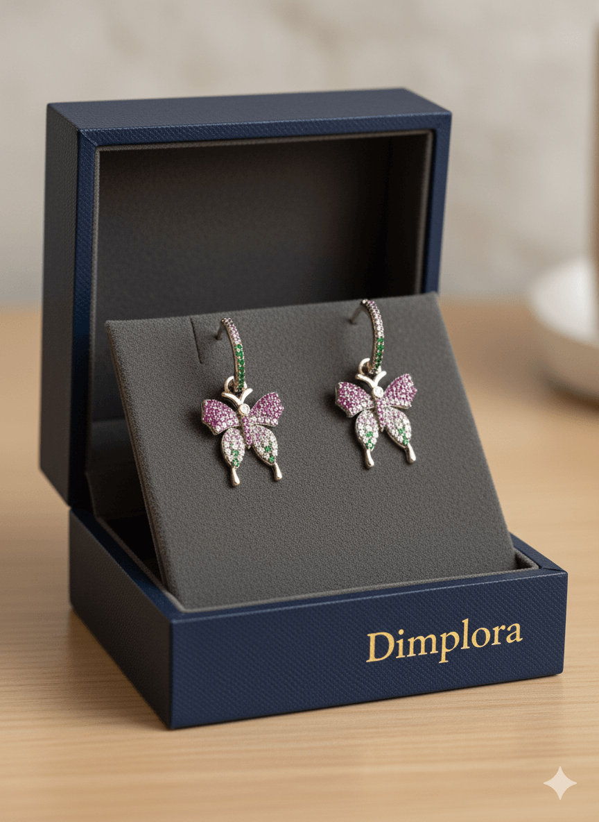 Beautiful multi color Butterfly design Dangle Earrings - Dimplora