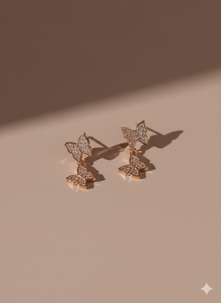 Bee-Shaped Rose Gold Plated Earrings - Dimplora
