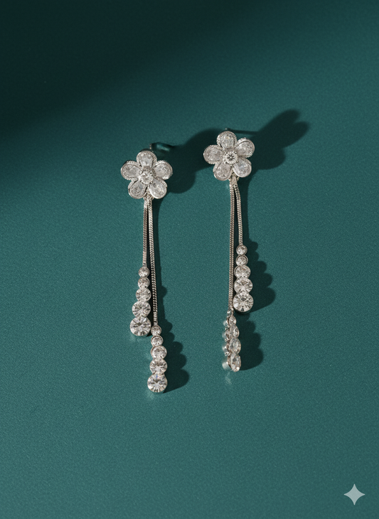 Blossom & Crystal Tassel Earrings