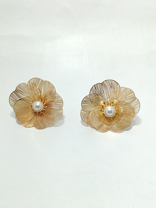 Golden Petal Aura Studs - Dimplora