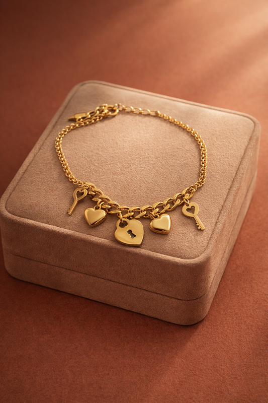 Locked in Love Charm Bracelet - Dimplora