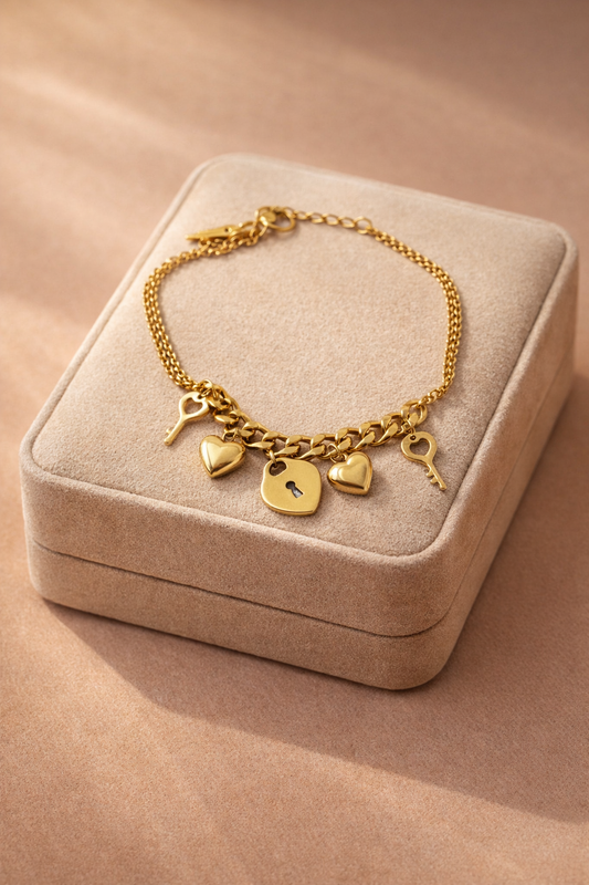 Locked in Love Charm Bracelet - Dimplora