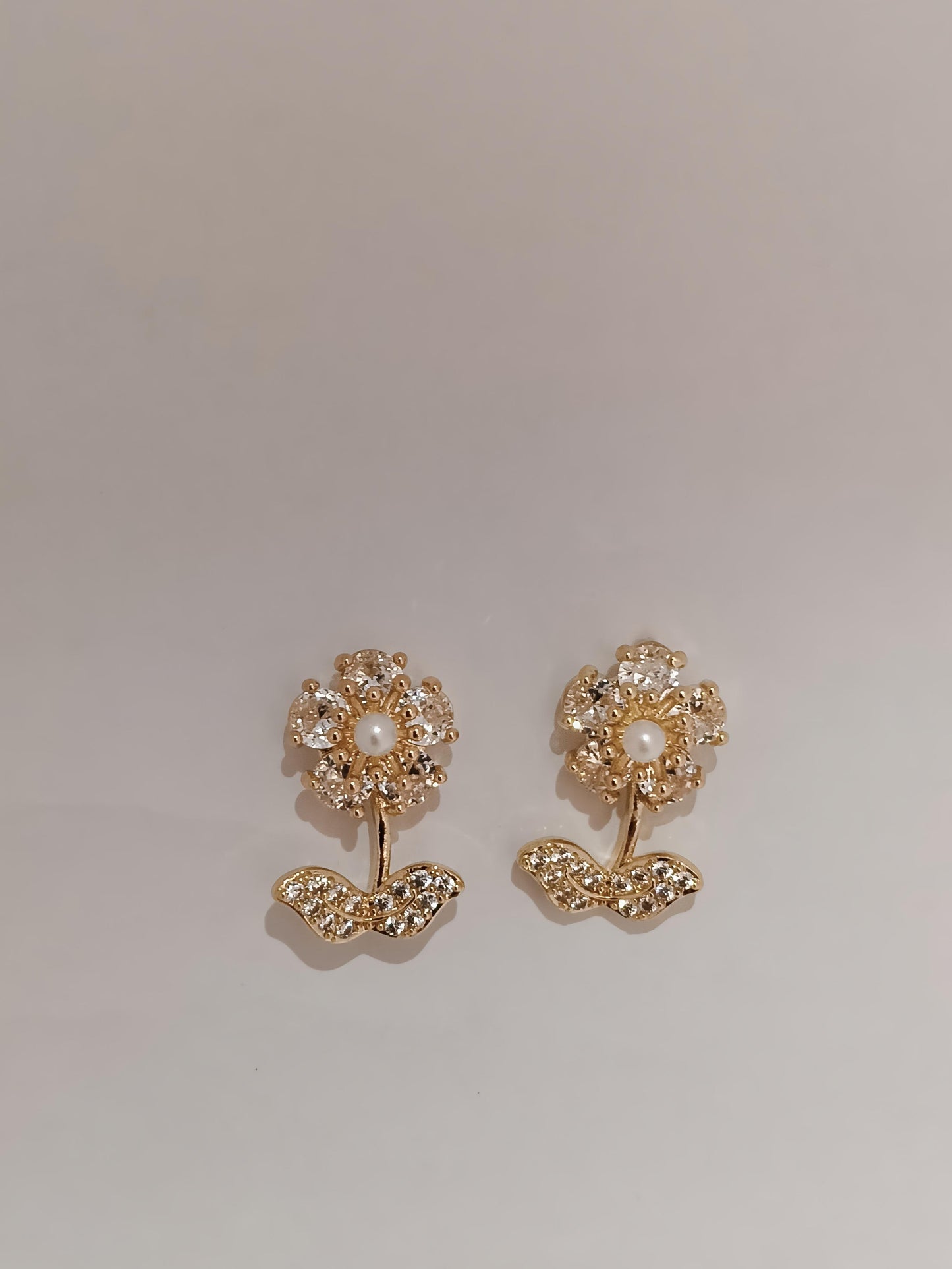 Floral Pearl Jacket Studs Earrings - Dimplora