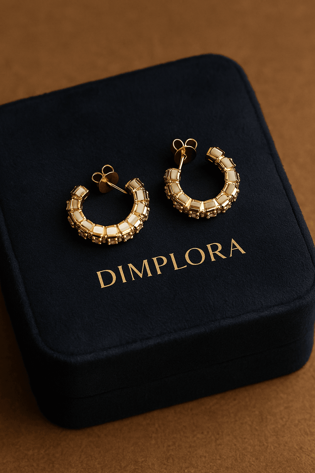 Gold-Plated Baguette Stone Hoop Earrings - Dimplora