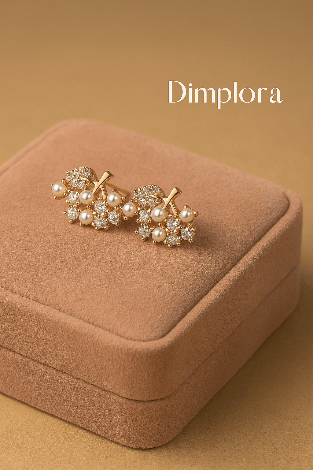 Gold plated 925 Silver Earring with Pearls - Dimplora