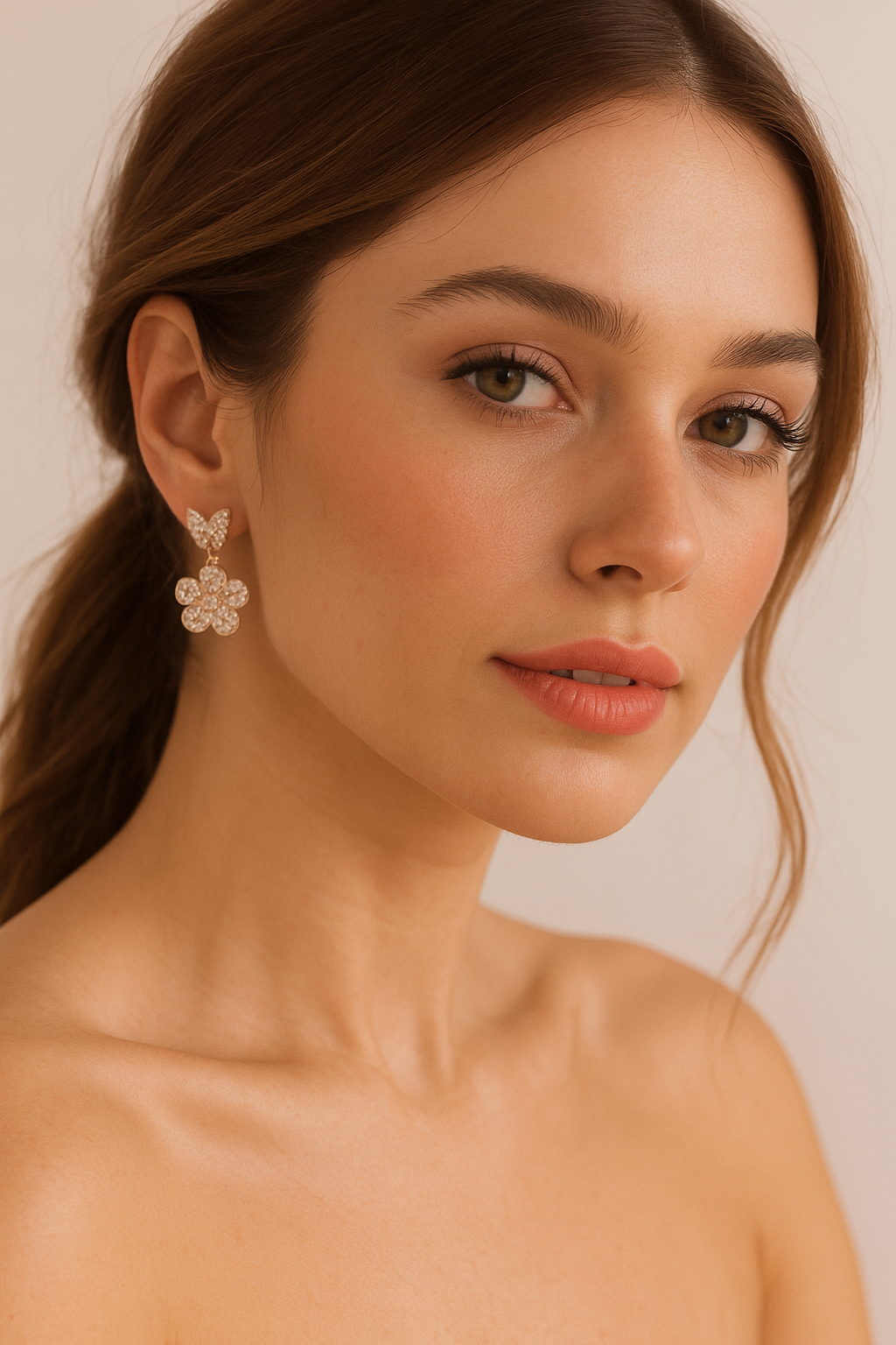 Rose Gold Butterfly Flower Earrings - Dimplora