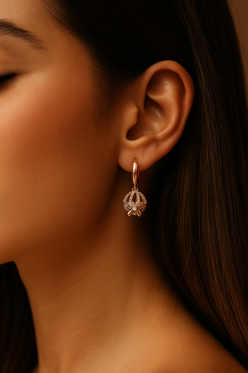 Rose Gold Pearl Cage Earrings - Dimplora