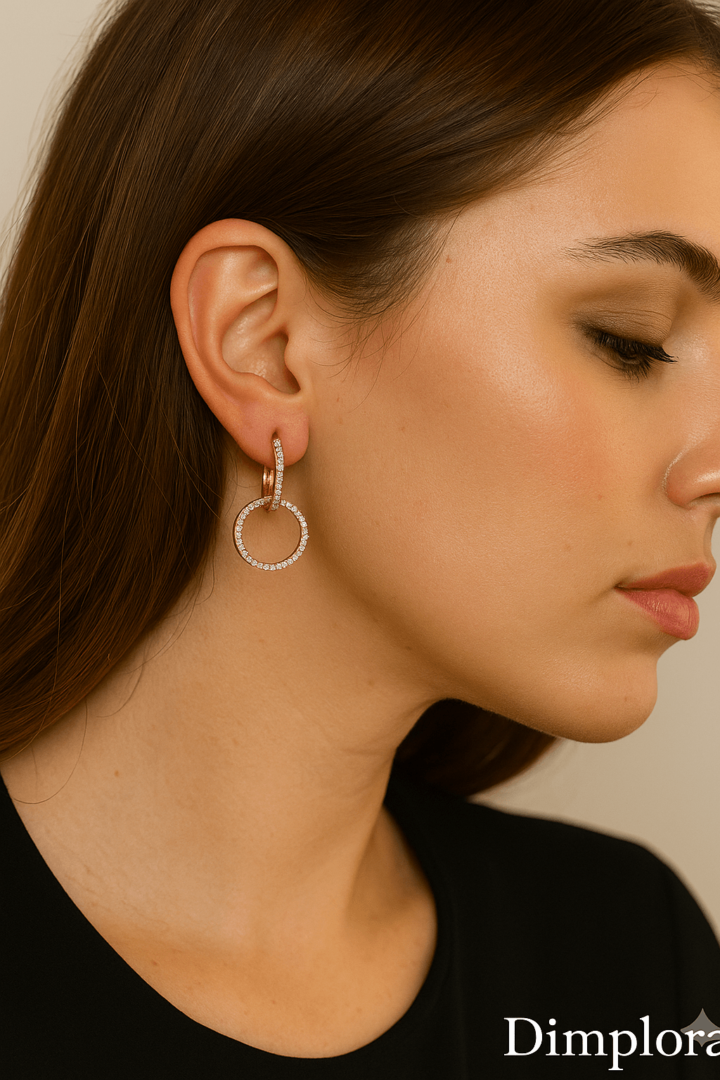 Rose Gold Double Circle Solid 2 Way Hoop Earring - Bali Style - Dimplora