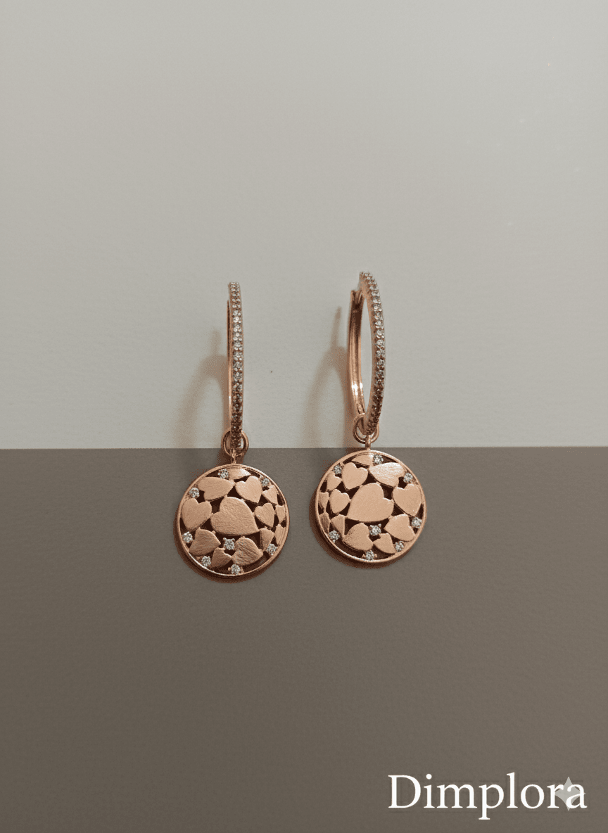 Rose Gold Eternal Hearts Dangle Earrings - Dimplora