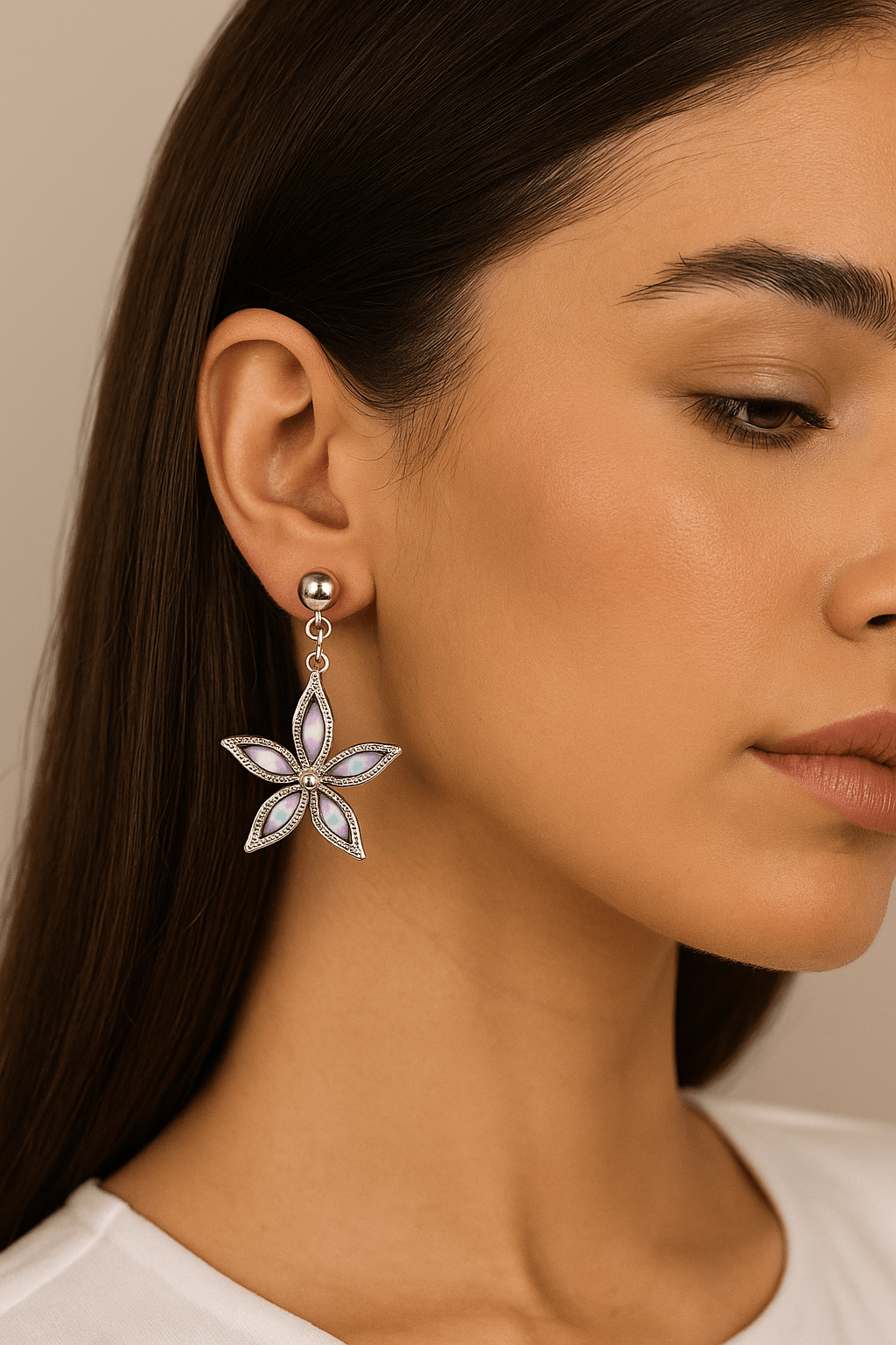 Star Shaped Hanging Dangle 925 Silver Earrings - Dimplora