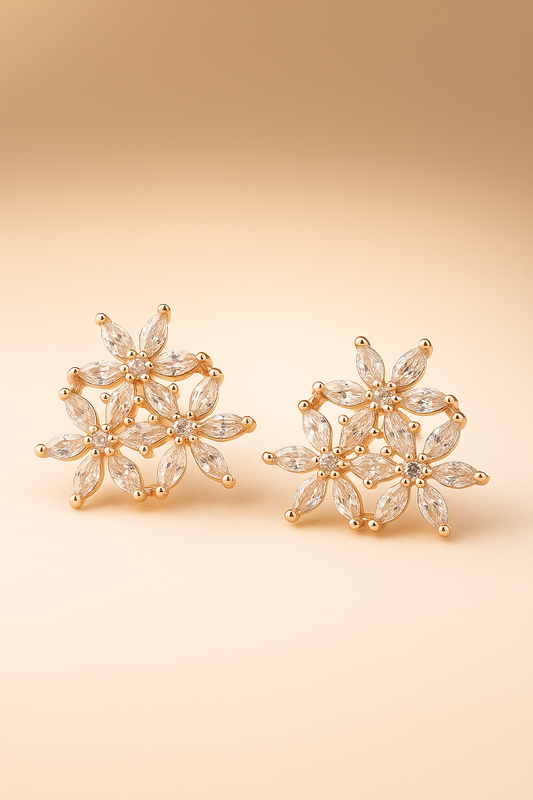 Triple Flower Stud Earrings